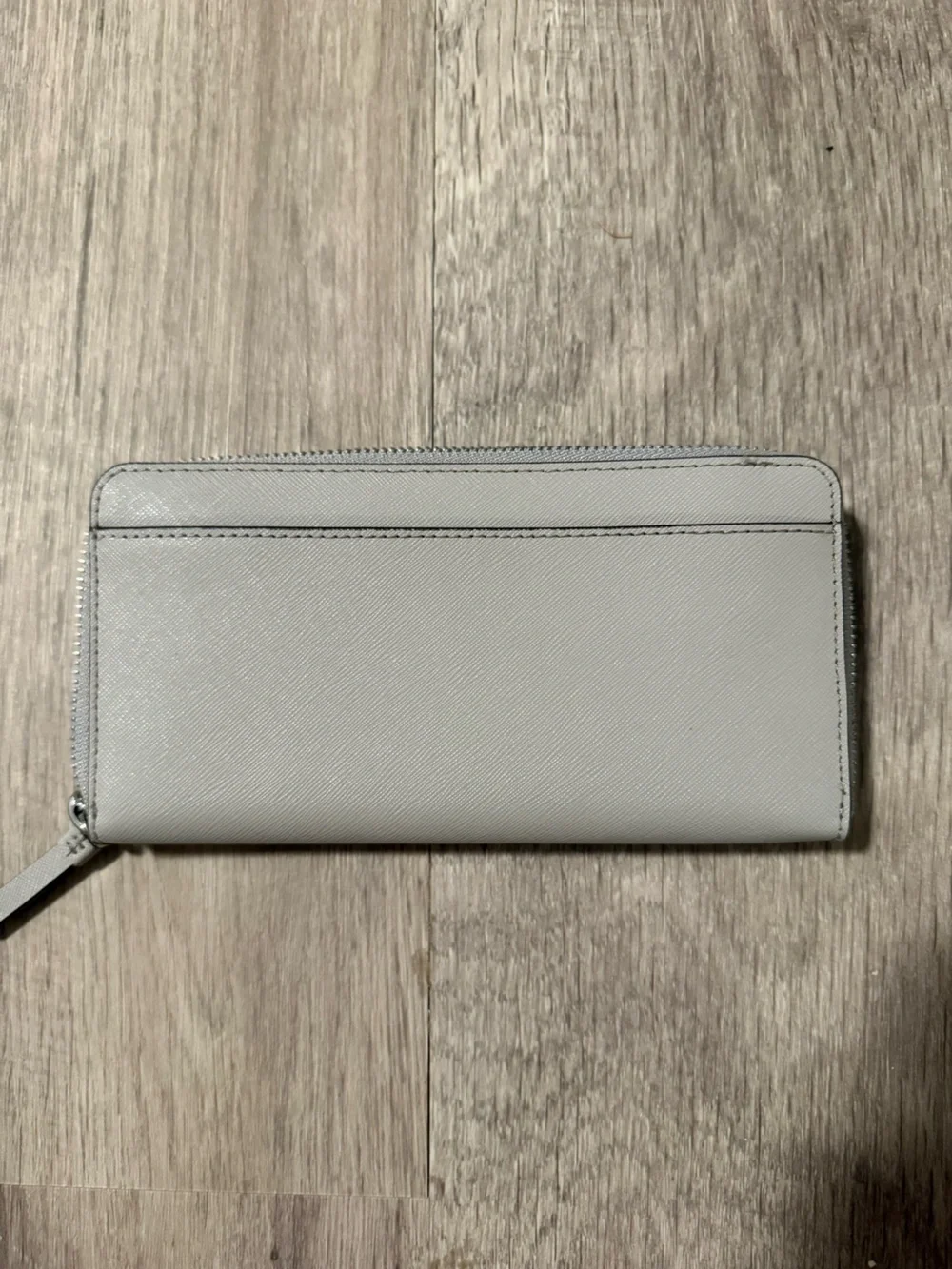 kate spade Light Gray Saffiano Zip Wallet
